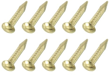 uxcell 50Pcs Small Hardware Nails, 1.5 x 10mm Brass Round Head Nail Common Finishing Nail for Household Woodworking Picture Hanging DIY Projects, Gold