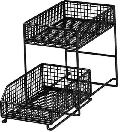 Fenteer Organizador de fregadero de 2 niveles, organizador de gabinete extraíble, organizador de cocina para baño, L