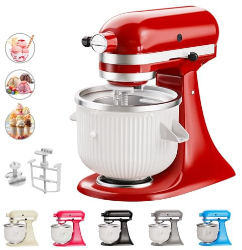 Kiviman Ice Cream Maker Attachment for KitchenAid Stand Mixer, 2 Quart Ice Cream Bowl Compatible with Kitchenaid Stand Mixer for 4.5 Qt, 5Qt and 6Qt, But not for 3.5Qt Icecream Maker
