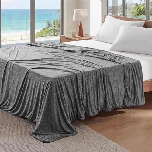 Bedsure Cooling Blanket Full Size for Hot Sleepers - Summer Cold Blanket for Bed with Rayon Derived from Bamboo, Ice Cool Cold Lightweight Arc-Chill Thin Summer Bedding, 80x90