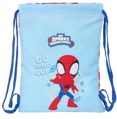 Safta SPIDEY RESCUE - Mochila Saco Plano Junior, Mochila, Ideal para Niños de Diferentes Edades, Cómoda y Versátil, Calidad y Resistencia, 26x34 cm