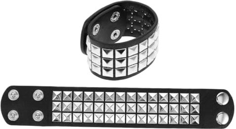 Ipetboom Braccialetto Borchiato in Pelle Pu Stile Punk Vintage Da Uomo, Set 2 Pezzi, Cinturino Ampio Rivettato Per Outfit Casual e Urbano