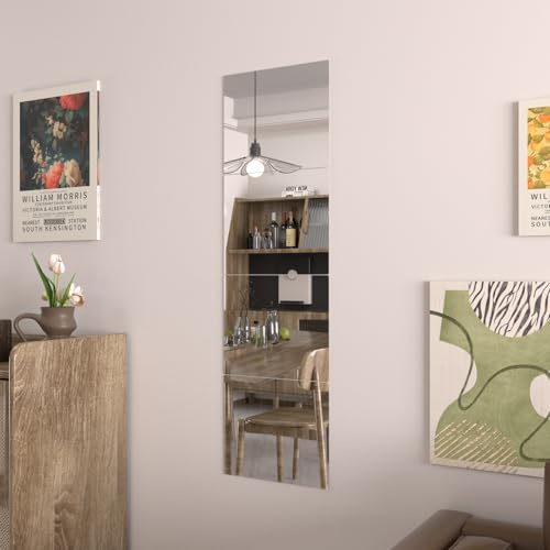 WEER 4 Pezzi Specchi Adesivi da Parete senza Cornice, 35x29cm Vetro Temperato Piastrelle a Specchio Autoadesive per Palestra, Bagno, Camera da Letto & Decorazione Murale Fai da Te