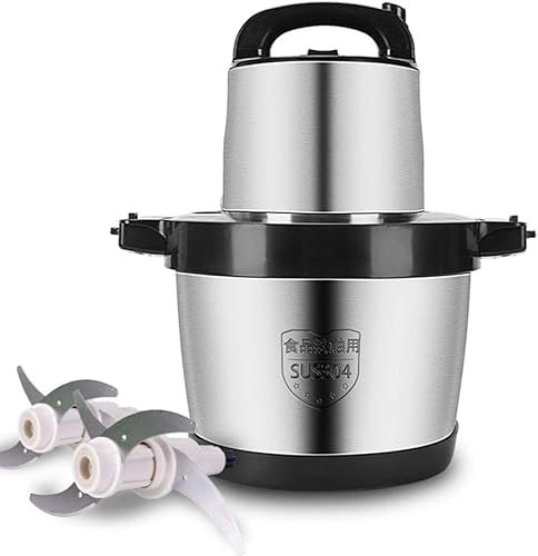Molinillo de carne, procesador de alimentos de 1000 W, picador de acero inoxidable de 6 L para verduras, frutas, carnes y frutos secos con 4 cuchillas afiladas y cuenco de gran capacidad