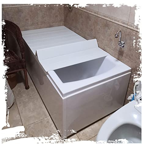 Plateau de bain multifonction avec panneau en plastique PVC isolé – Étagère pliable pour baignoire spa et douche – 0,6 cm d'épaisseur – Design durable pour la relaxation