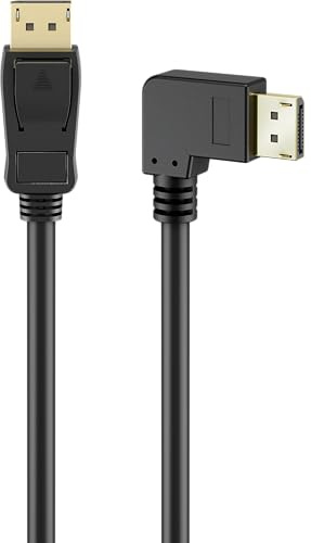 goobay Cavo DisplayPort 2.0/2.1, 3 metri, 8K a 14Hz, 54Gb/s, connettore angolare 90°, HDR, DSC, G-Sync, FreeSync, per gaming, monitor, proiettore, VR, Daisy Chain, 77054