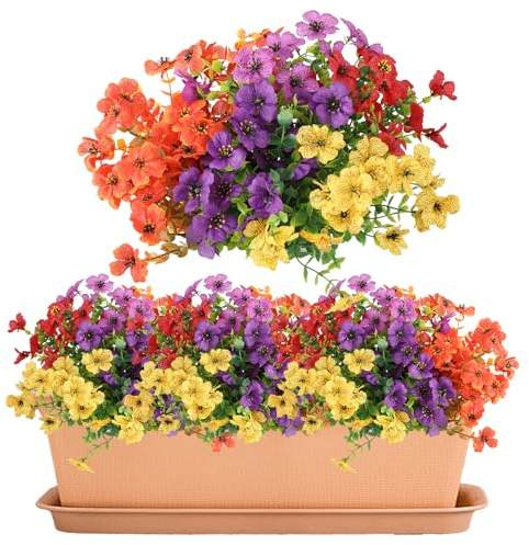 WQDD STANPET 6 Mazzi di Fiori Finti da Esterno UV Resistenti – Fiori Artificiali Realistici per Balcone, Giardino, Fioriera e Cimitero, Piante Finte Decorative per Interni ed Esterni