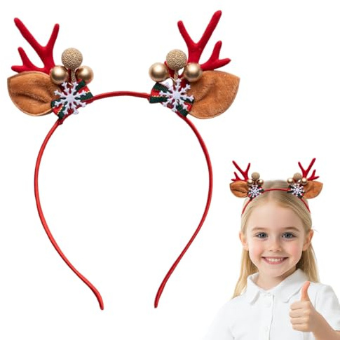 HABNI 1 Pieza Diademas Navideñas para Adultos Niños, Bonita Diadema de Renos de Navidad, Accesorios Navidad Accesorios Pelo Niña Mujeres, Diadema Navidad de Cuernos de Reno
