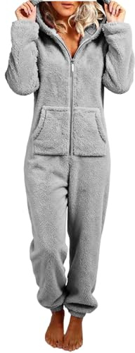 Combinaison Pyjama Femme Polaire Onesies Pyjama À Capuche Moelleux Combinaison Une Pièce en Flanelle Chaude en Peluche Loungewear Vêtements D'intérieur Une Pièce Combinaisons de Nuit Pyjamas de Noel