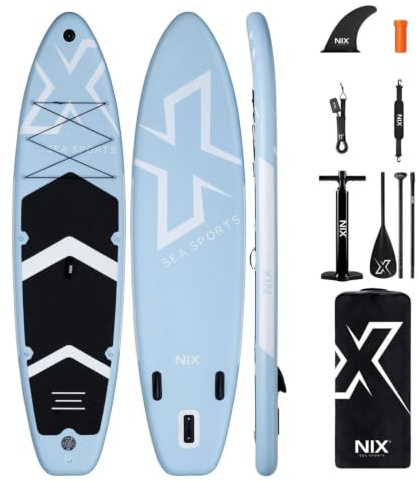 Nixsea Tabla Paddle Surf Hinchable 335 cm Sup Allround con Accesorios, Antideslizante, Quilla Desmontable, Paddle Surf Adulto hasta 159 kg (Azul)