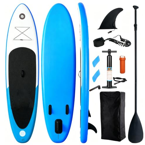 FERNVALE 10FT Inflatable Stand Up Paddle Board SUP Set, Durable 3-Layer PVC Surfboard with Pump, Paddle, Backpack & Accessories Kit, High Stability 270L SUP Paddle Board (Dark blue)