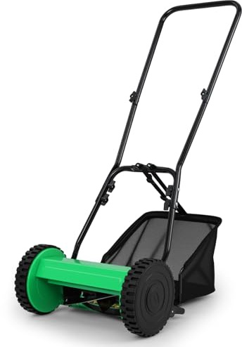 COSTWAY Tagliaerba a Spinta, Tosaerba Manuale con Larghezza di Taglio di 30 cm, Raccoglitore da 18,5 L & Altezza di Taglio Regolabile 15-40 mm, 2 Ruote Antiscivolo, per Giardino (Verde)