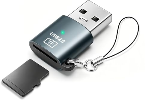 HAUXGOGO USB-kortläsare, mini TF-kortläsare bärbar, stöder MicroSD/TF-kort, fungerar med smartphones, surfplattor och datorer – grå