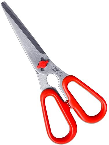 CANARY Japanese Kitchen Scissors Come Apart Dishwasher Safe Blade, Easy Clean Easy Cut Kitchen Shears with Removable Blades, Made in Japan, Rust Resistant Japanese Stainless Steel, Red