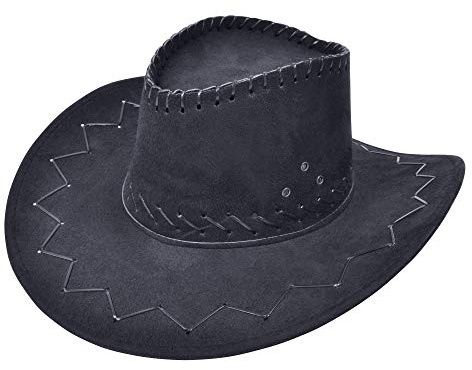 Bristol Novelty- Chapeau de Cowboy Noir avec Coutures Apparentes, Unisex Adult, BH438, Taille Unique Halloween