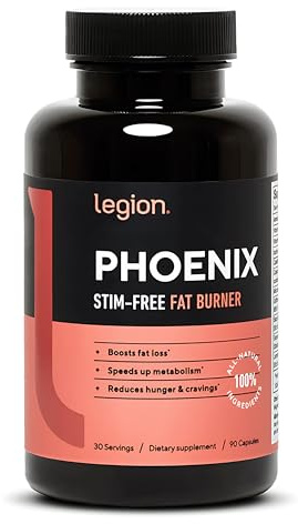 LEGION Phoenix Thermogenic Fat Burners & Weight Loss Pills - 30 Servings, 90 Capsules (Caffeine Free)