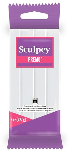 polyform Sculpey Premo Polymer Ofen-Back-Ton, weiß, ungiftig, 227 g, ideal für Schmuckherstellung, Urlaub, DIY, gemischte Medien und Heimdekor-Projekte. Premium-Ton, ideal für Tiere und Künstler.