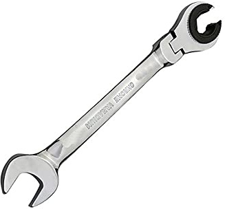 TopHomer Chiave per tubi da 18 mm a cricchetto con testa flessibile, a doppia estremità aperta, chiave a cricchetto lucidata a specchio, chiave per dadi svasati per utensili manuali