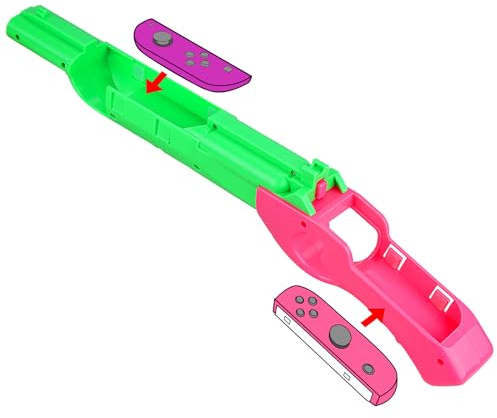 Geekria Gun Grip Compatible with Joy-Con for Nintendo Switch/Switch OLED, Shooting Game Controller Grip Accessory, Easy to Install, 2-Pack (Left/Right)