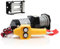 XPOtool Set Elektrische Seilwinde 907kg 12V, Seilzug mit 12,5m Stahlseil, 1PS Motorwinde u. Rollenfenster, Windenfenster mit 4 Rollen Lochabstand 109mm, Seilrollenfenster