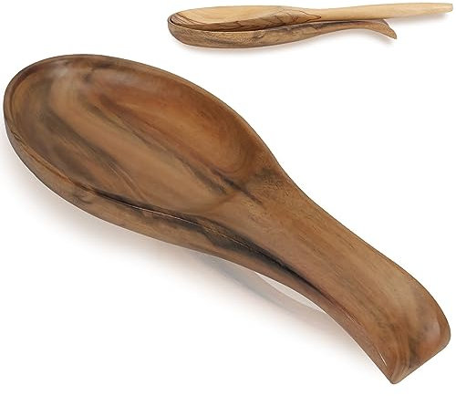 Repose-cuillère en Bois Acacia, Repose Cuillère Cuisine, pour Louches, Pinces, Spatule, Porte-cuillère pour Cuisinière, pour Ranger Les Ustensiles de Cuisine(Acacia)