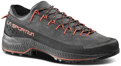 La Sportiva Men's TX4 EVO Leather Technical Approach/Hiking Shoes, Carbon/Cherry Tomato, US 12 (EU Equivalent 45.5)