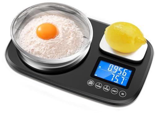 Ankilo Grande Bilancia da Cucina Digitale, Bilancia per Alimenti a Doppia Piattaforma da 10 kg e 1 kg, Bilancia per il peso Degli alimenti, Conversione di Unità, per la Casa e la Cucina