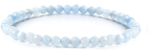 RUBY Perlenarmband Damen Echtes Naturstein Armband Hochwertiges 4mm Edelstein Armband aus facettierte, Aquamarin - Inklusive Geschenkbox