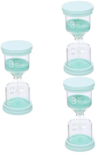 Amosfun 3 Pz Timer a Clessidra Vetri Per Mini Timer Per Bambini Per Clessidra Da Tavolo Per Uova Di Sabbia Orologi Per Bambini a Domestica Light Green Bicchiere