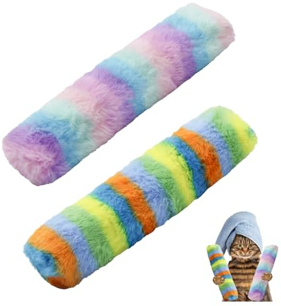 Andiker 2 PCS Catnip Toys for Cats, 9.4 Inches Cat Kicker Toys with Catnip Crinkle Paper Inside Colorful Plush Fabric Soft Cat Pillows Interactive Cat Toys for Indoor Cats Biting Chewing