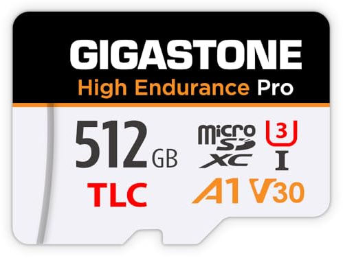 GIGASTONE 512 GB Micro SD-kort, hög uthållighet Pro-serien hastighet upp till 100 MB/s, kompatibel med Redtiger Rove Viofo Vantrue, Pruveo, Arifayz, inbyggd kamera, MicroSDXC UHS-I A1 V30 U3
