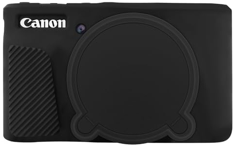 ARVOK Silicone Camera Case for Canon PowerShot SX740 HS with Screen Protector – Soft Silicone Camera Cover with Removable Lens Cover, Anti-Slip & Anti-Scratch, Black