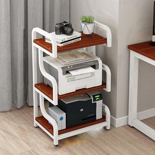 Walnut Media Stand - Rack audio a 3 livelli e armadietto video per giochi e registrazioni in soggiorno, mensola AV da pavimento per DVD e apparecchiature stereo.