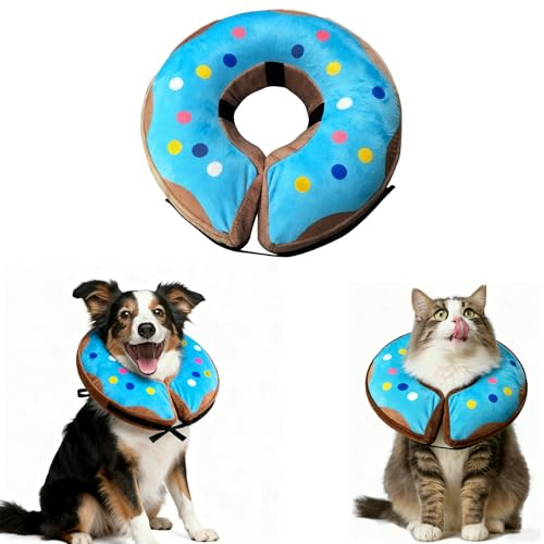 SilverChry Uppblåsbart halsband för hundar och katter, uppblåsbart hundhalsband, perfekt för postoperativ såråterhämtning och påverkar inte sömn eller mat(blå, XL)