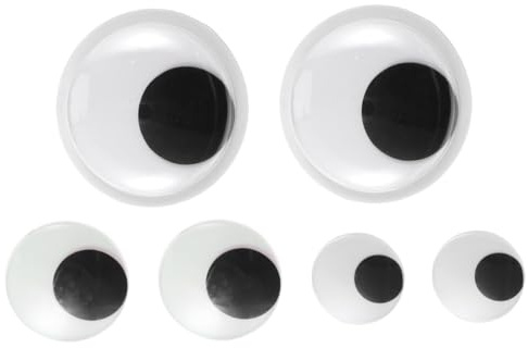Mikikit 6 Pezzi Occhi Mobili Autoadesivi in Plastica Neri e Bianchi per Decorazioni Natalizie Lavoretti Creativi e attività Manuali per