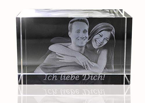 VIP-LASER | 3D | Glasfoto Kristall - Mit Deinem Familienfoto in 3D graviert | 1 Person/Tier in 3D | Das persönliche Geschenk für die Ewigkeit wie Geburtstag, Valentinstag oder Weihnachten!