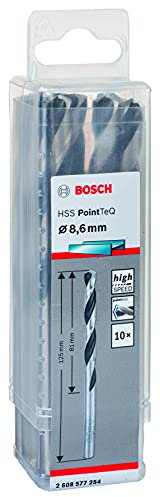 Bosch Professional 10-Piece PointTeQ HSS Twist Drill Bit (for Metal, 8.6 x 81 x 125 mm, Drill Driver Accessories)