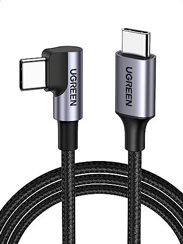 UGREEN 60W USB C Kabel auf USB C Winkel PD 3.0 PPS USB C Ladekabel 90 Grad kompatibel mit iPhone 16 Pro Max, iPhone 15, Galaxy S24 S23 A55 A25 Pixel 9/8/7 iPad Pro/Air 2024 Steam Deck usw. (1m)