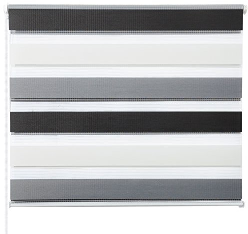 Doppelrollo ohne Bohren Klemmfix, Duo Rollo Seitenzugrollo mit Klämmträgern, Sicht und Sonnenschutz für Fenster Tür Wand, lichtdurchlässig u. Verdunkelnd (Weiß+Grau+Anthrazit, 70 x 220 cm)