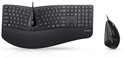 Perixx Periduo-505, Juego de Ratón Vertical y Teclado ergonómico 3D con Disposición de Teclas Dividida, Ratón Vertical USB con Cable y Rueda de Desplazamiento inclinable, US QWERTY