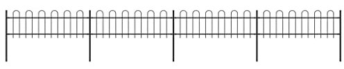 vidaXL Recinzione da Giardino con Parte Superiore ad Anello in Acciaio 714,5x60 cm Nero