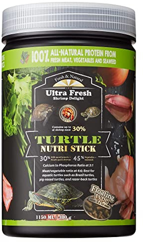 Ultra Fresh - Turtle Nutri Stick, Wild Sword Prawn, Calcium & Vitamin D Enriched Aquatic Turtle Food with Probiotics for Picky Turtles, Made from All Natural Ingredients 13.4 oz