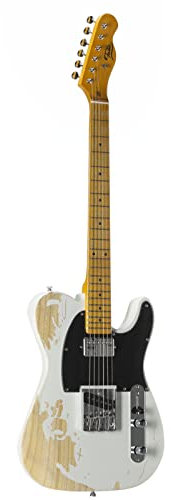 Fame SE Series TL E-Gitarre, Worn Out White, Ulme-Korpus, Ahorn-Hals, 21 Bünde, Keramik Single Coil & Humbucker, 3-Weg Schalter, Hardtail Brücke, Vintage-Style Mechaniken, 6 Saiten