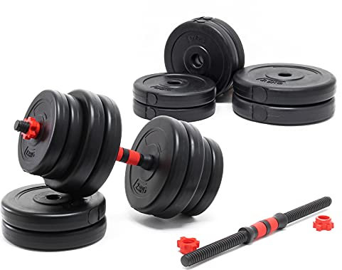 LUXTRI Kurzhantel Set 30 kg mit 16 Zement Hantelscheiben, 2 Hantelstangen gerändelt Sternverschluss Hantel Set für gezieltes Training verschiedene Gewichte