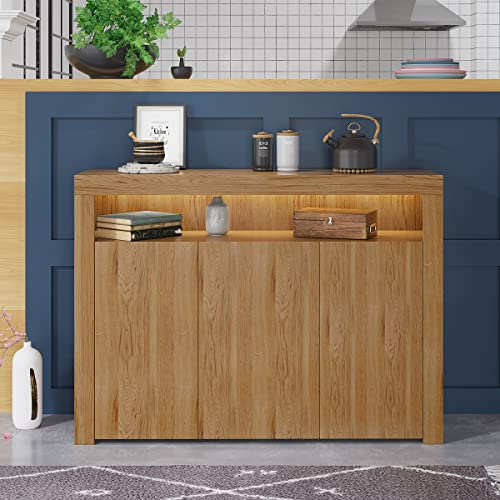 Panana Oak Sideboard/TV unit/Cabinet Cupboard 130cm*35cm*95cm with LED Lights, (OW-FRSBB1OA)