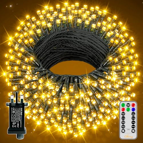 Ollny Christmas Tree Lights Outdoor, 40m 400 LED Fairy Lights Mains Powered, Warm White Waterproof String Light with Plug/Remote/Modes/Timer, Bright Lighting Outside Indoor Garden Xmas Decorations