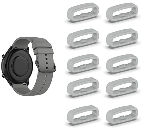 SMYAOSI Silikon Armbänder Schlaufe,Ersatzband Band Loops, Armband Schlaufe,10 Stück Uhrenarmband Halter Keeper Verschlussring Ersatz Schlaufen für Watch 18mm/20mm/22mm armband (20mm, Grau)