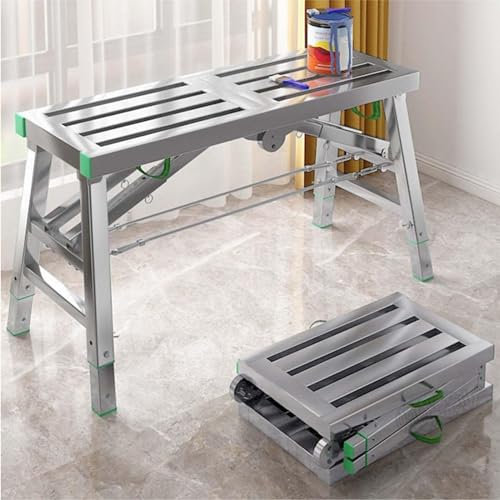 DDZJTPP Andamio Plegable Portátil, Plataforma de Trabajo Ajustable,Andamio de Aluminio Resistente,Capacidad 880 Libras,para Limpieza Techos,Pintura,Lavado de Autos,Trabajos Mantenimiento,40 * 200cm