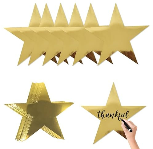 50 stelle dorate a cinque punte, decorazioni a stella di carta, sagome a stella a cinque punte in cartone, accessori di scena per feste, per feste di compleanno, taglio carta, fai da te, confezione