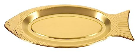 NIYANGLE Assiette À Poisson Plateau À Poisson Plat À Poisson Plateau En Forme De Poisson Pour La Maison Restaurant Cuisine Plateaux Décoratifs Doré 35 Cm